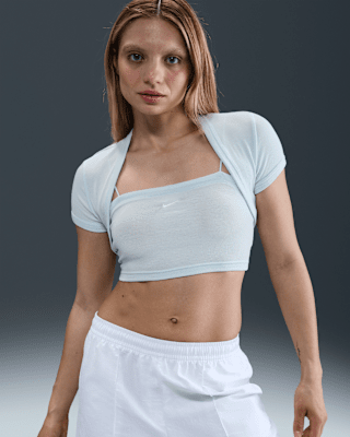 【NIKE】★CHLL KNIT 2N1 CROP TOP★正規品★韓国人気★ Nike Sportswear Chill Knit Women's Tight Cropped Mini-Rib 2
